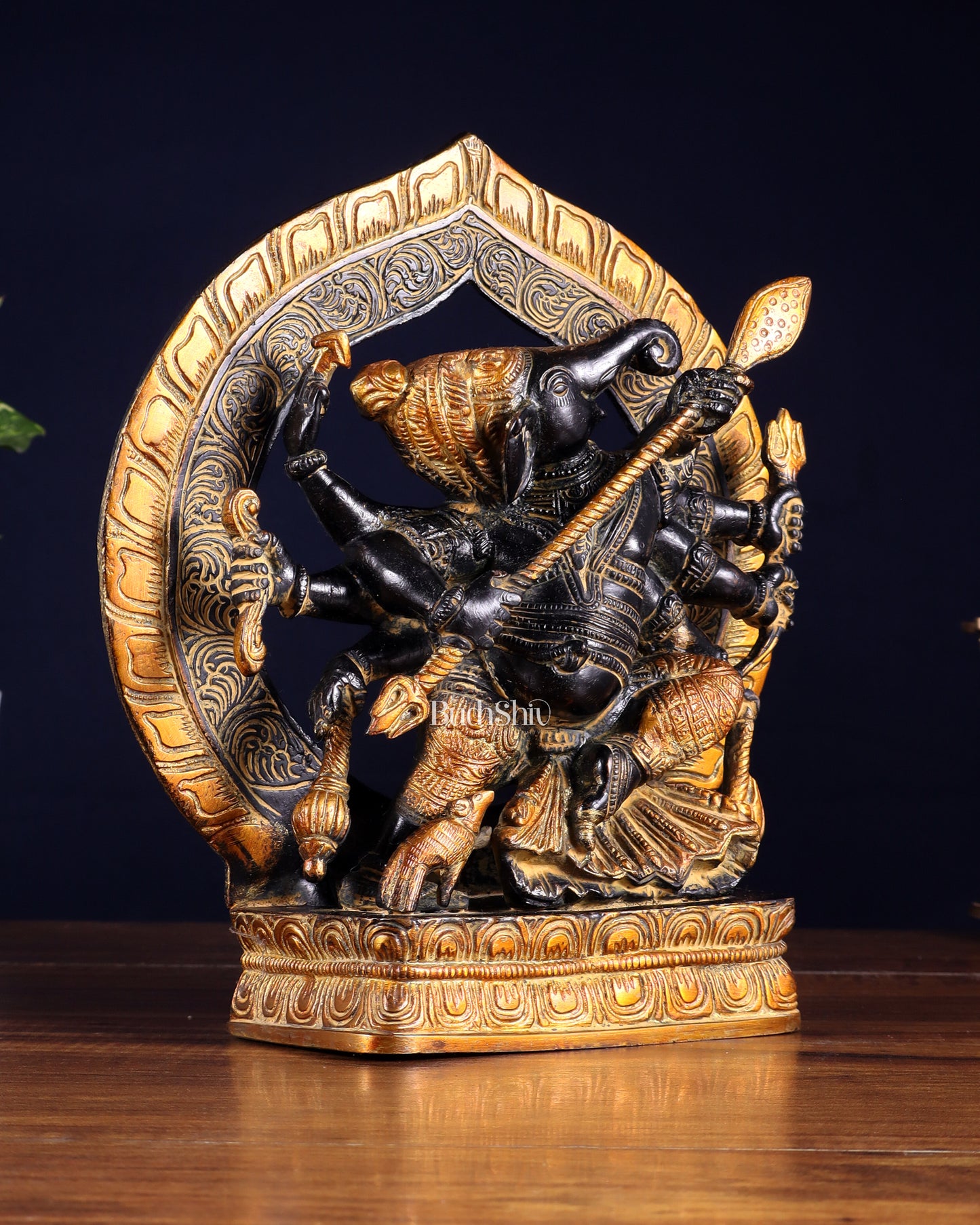 Brass Lord Ganesha Statue with eight Arms 9 inch
