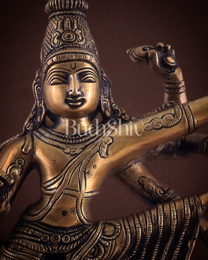 Pure Brass Dancing Vishnu avatar vamana as Thirivikrama with 8 Arms 16 inch