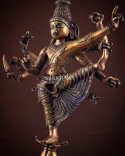Pure Brass Dancing Vishnu avatar vamana as Thirivikrama with 8 Arms 16 inch