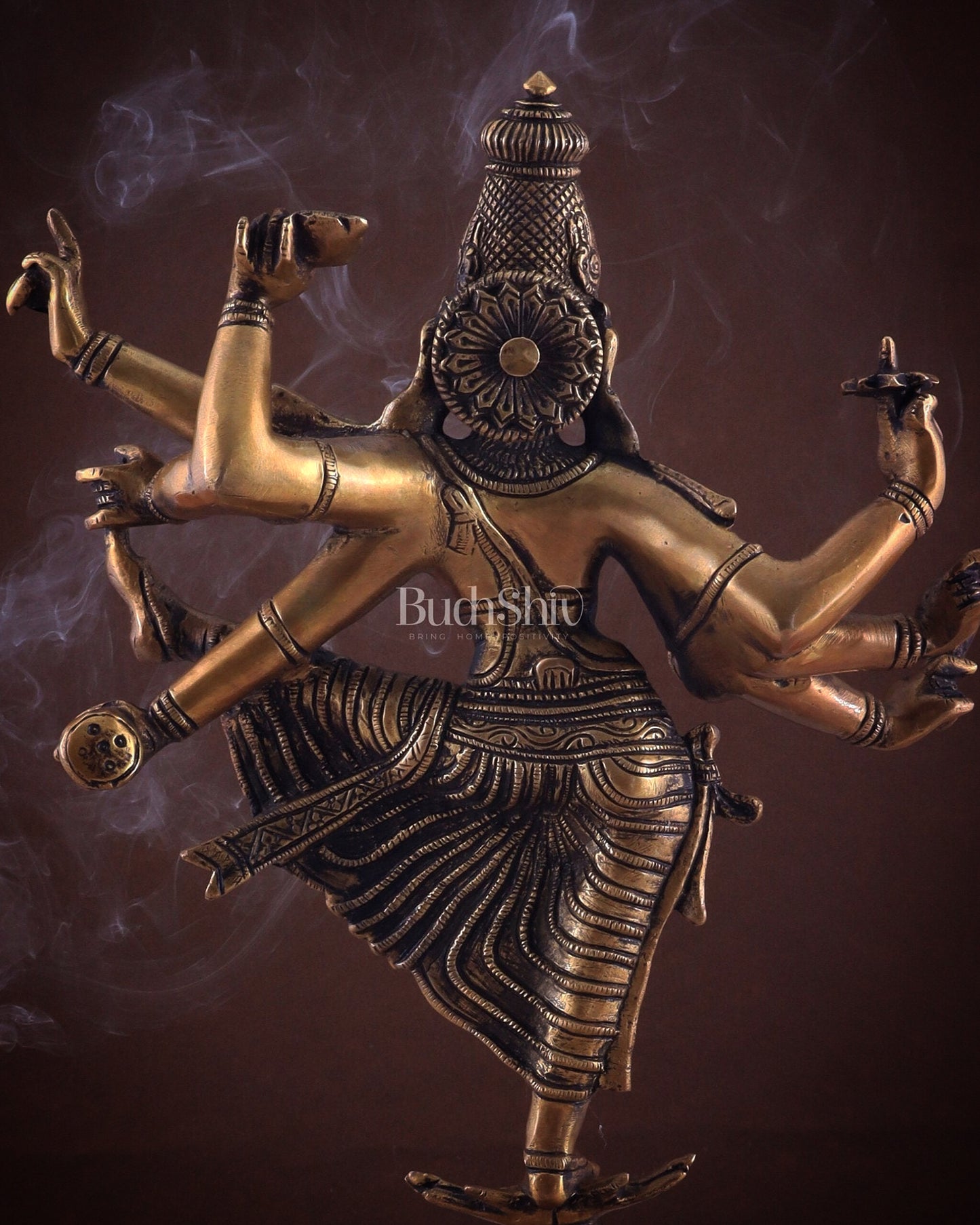Pure Brass Dancing Vishnu avatar vamana as Thirivikrama with 8 Arms 16 inch