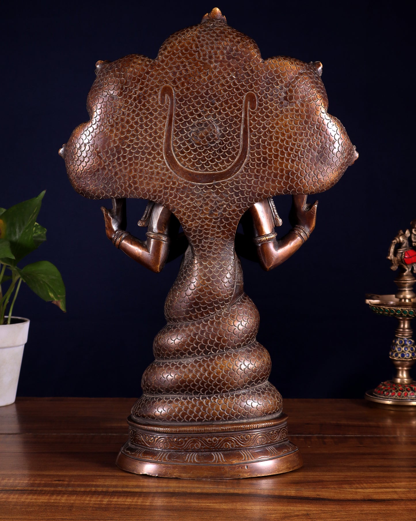 Pure Brass Patanjali Statue 15" antique brown tone