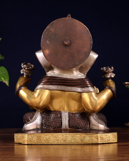Dagdusheth Ganapati Brass Statue 9 inch three tone