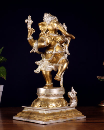 Pure Brass Dancing Ganesha (Nritya Ganapati) Statue – 12.3 Inch