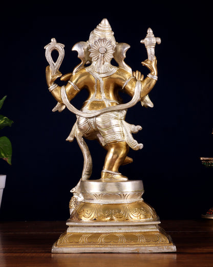 Pure Brass Dancing Ganesha (Nritya Ganapati) Statue – 12.3 Inch