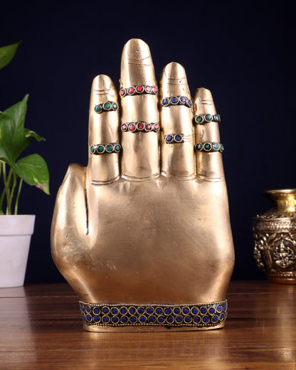 Pure Brass Ganesha on Blessing Hand Showpiece – 9 inch (23 cm)