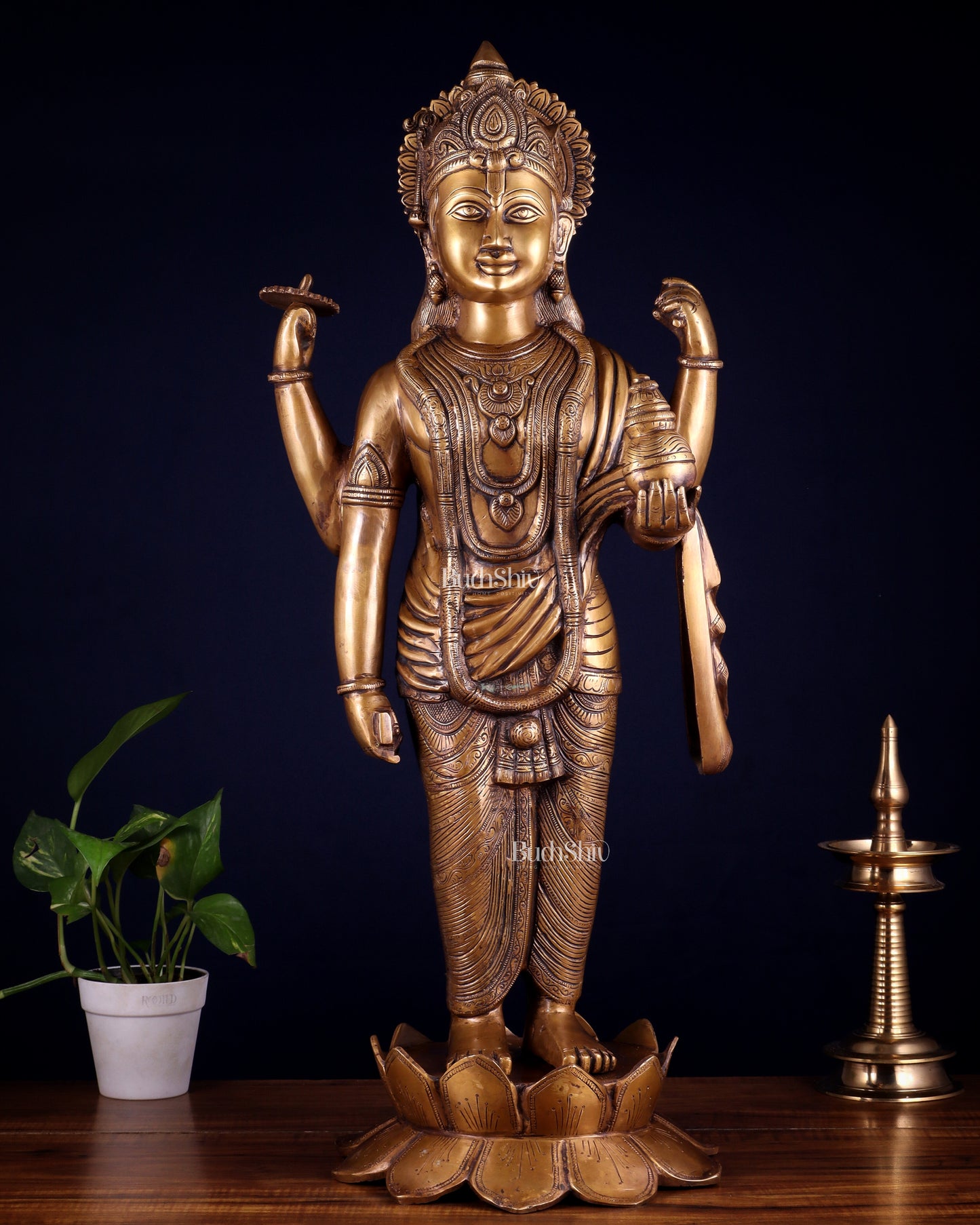 Pure Brass Large Lord Dhanvantari Statue | 30 Inch