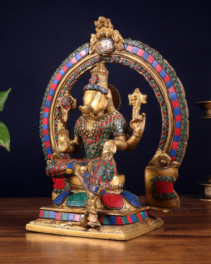 Brass Varahi Amman Statue with Stonework 11 inch