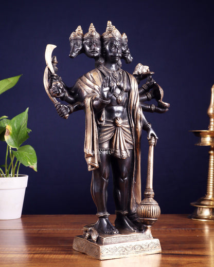 Brass Standing Panchmukhi Hanuman idol 14" black and gold finish