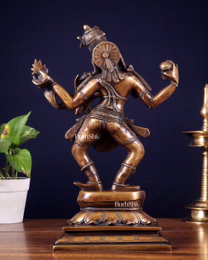 Brass Dancing Shiva with Four Arms Statue - 14" vintage tone