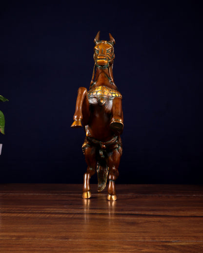 Pure Brass Horse with Raised Legs – Vintage Tone 11.5 inch