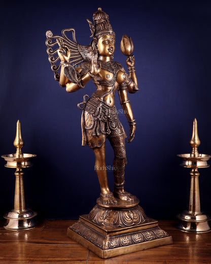 Pure Brass Large Ardhanarishvara Statue – Burnt Brass Finish 40 inch