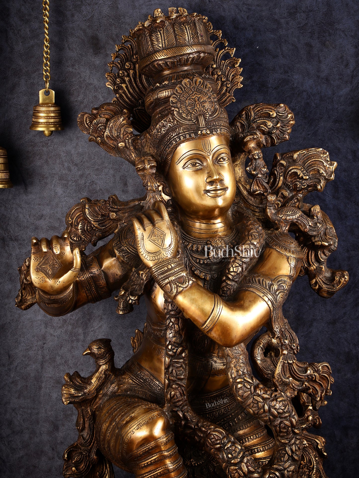 Large brass Lord Krishna Statue - 46 inch