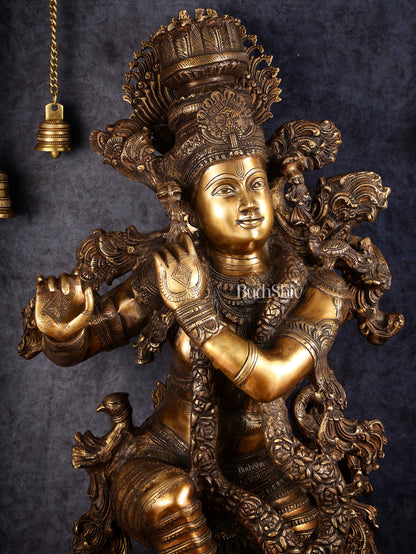Large brass Lord Krishna Statue - 46 inch