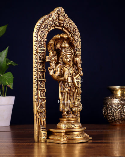 Pure Brass Vishnu with Sheshanaag & Prabhavali Arch 12 inch