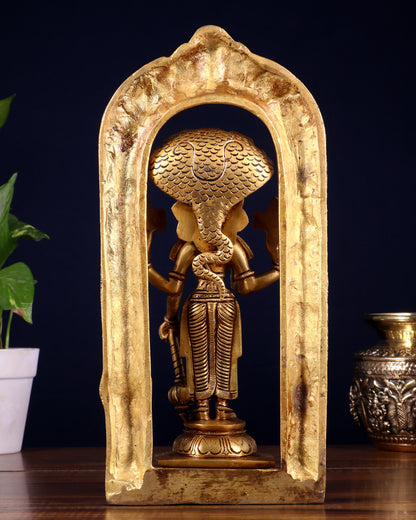 Pure Brass Vishnu with Sheshanaag & Prabhavali Arch 12 inch