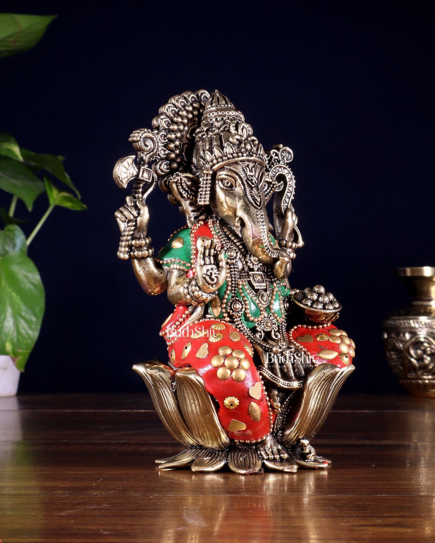 Pure Brass Superfine Lord Ganesha Idol | with meenakari