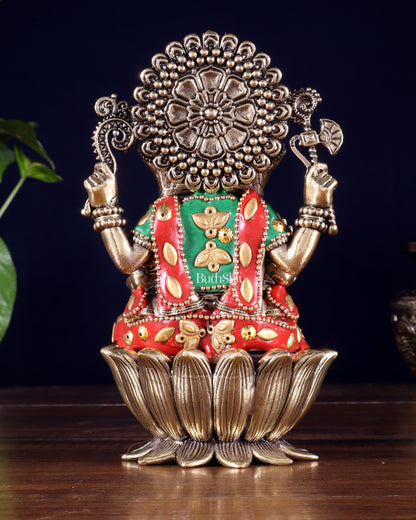 Pure Brass Superfine Lord Ganesha Idol | with meenakari