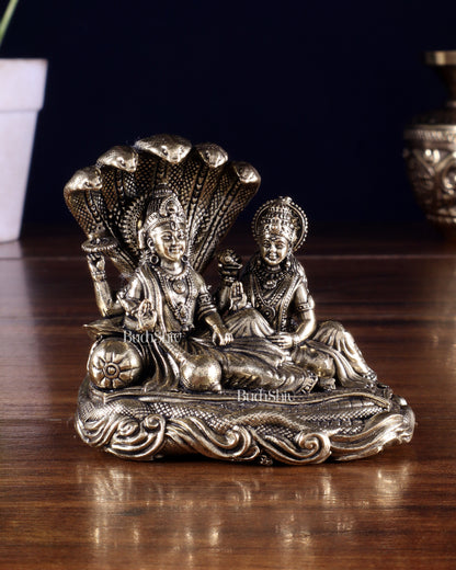 Brass Superfine Vishnu Lakshmi narayan Resting on Sheshanaag Idol 3 inch