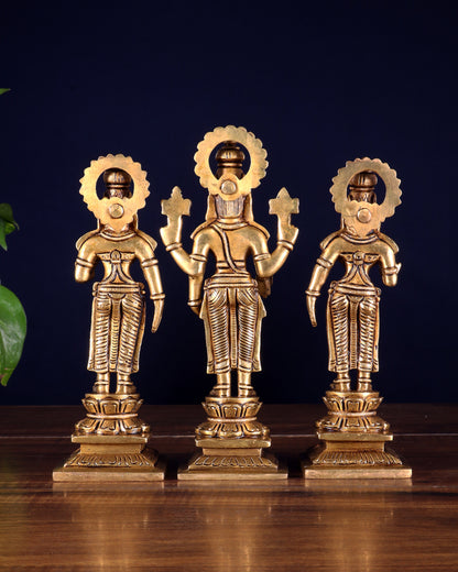 Brass Tirupati Balaji with Bhudevi and Sridevi | 8 inch idols