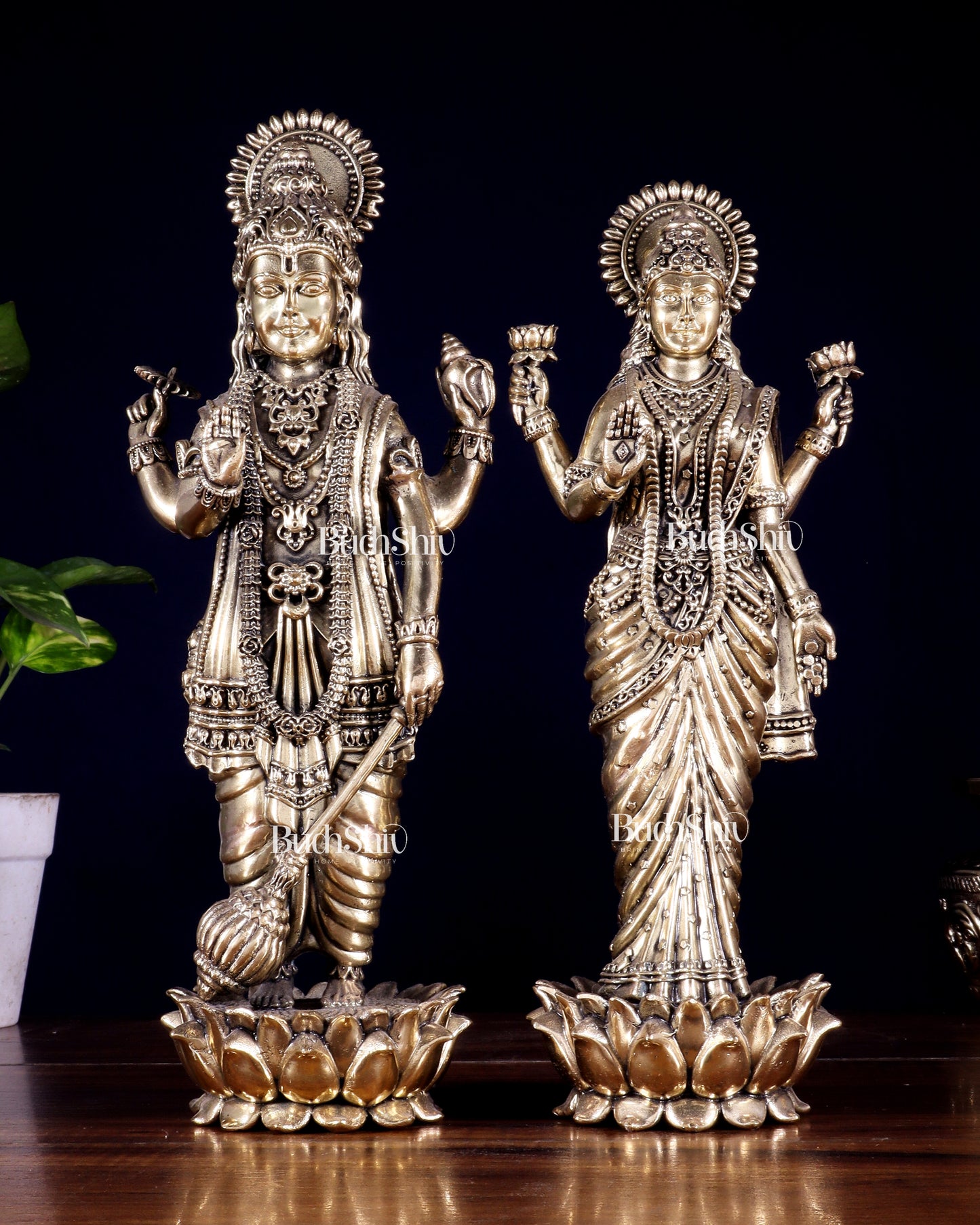 Brass Superfine Standing Vishnu Lakshmi Idol Pair