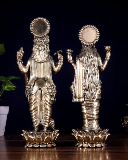 Brass Superfine Standing Vishnu Lakshmi Idol Pair