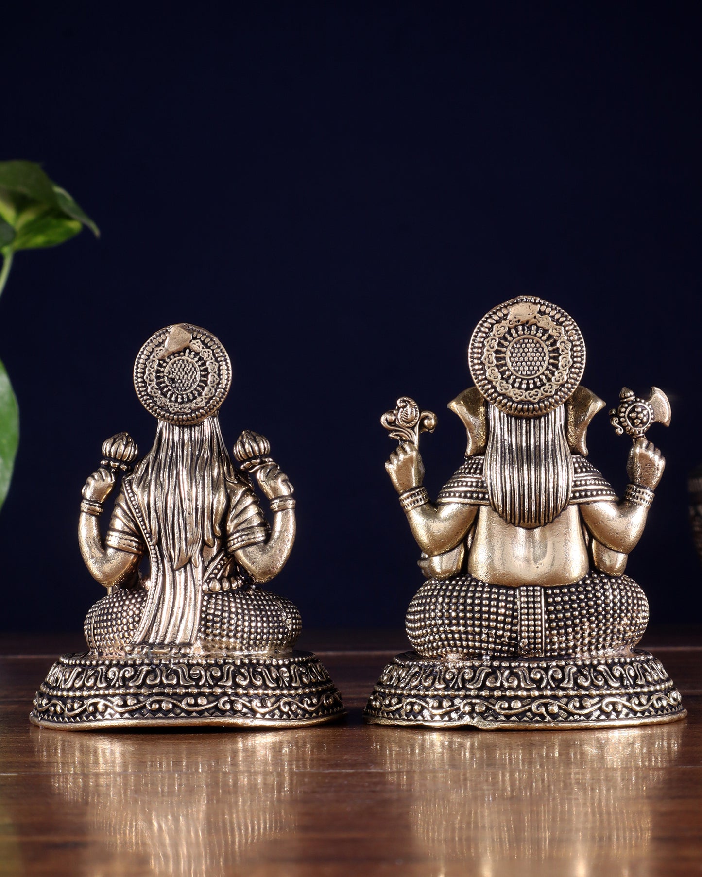 Brass Superfine Ganesha Lakshmi Idols in Padmasana – 3.5 Inch