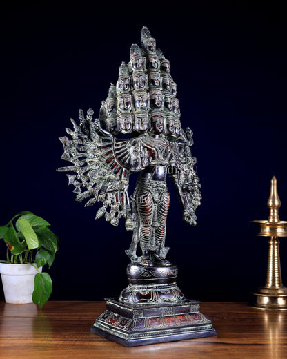 Vintage Brass Maha Sadashiva (25‑Faced Lord Shiva) Statue – 21.5″
