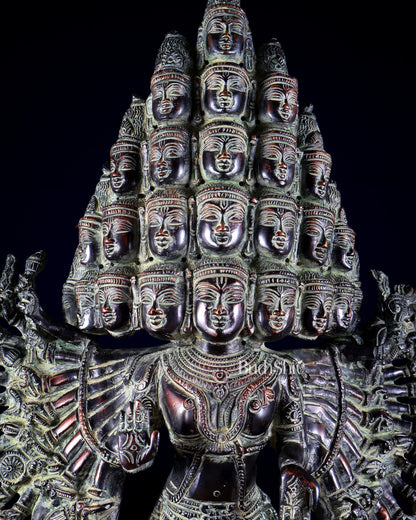 Vintage Brass Maha Sadashiva (25‑Faced Lord Shiva) Statue – 21.5″