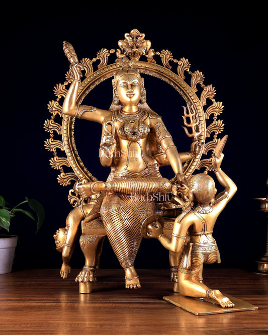 Large Brass Goddess Baglamukhi Statue – Handcrafted Masterpiece 29 inch