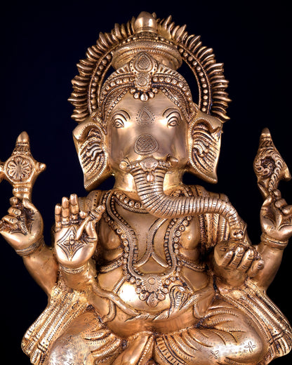 Ganesh Lakshmi Brass Idol Pair 18 inch