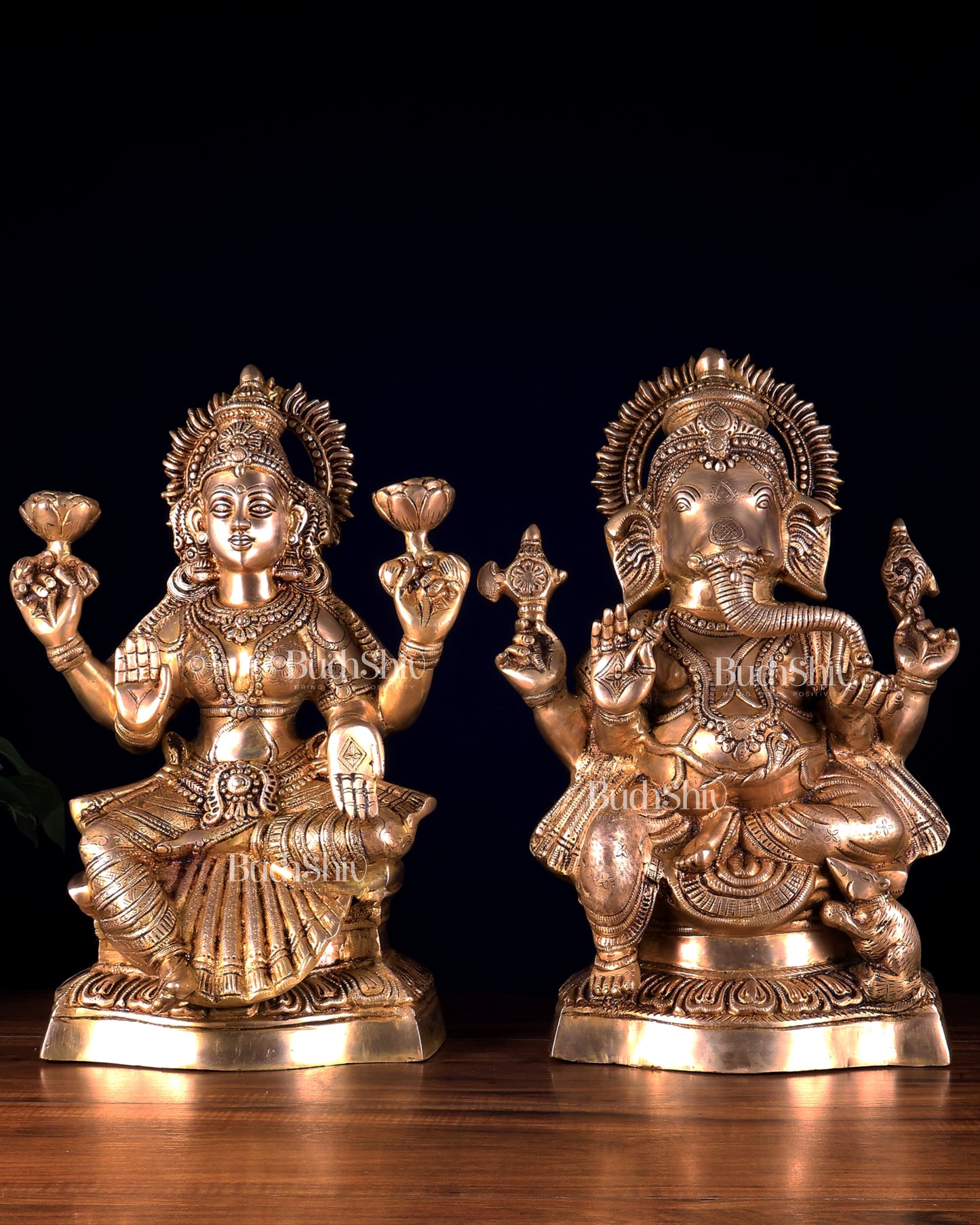 Ganesh Lakshmi Brass Idol Pair 18 inch