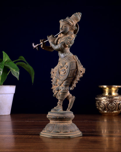 Unique Brass Krishna Statue - 9.5 Inches Super antique