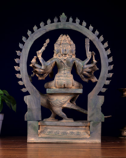 Brass Large Kartikeya shanamurugan with 6 heads statue 17"