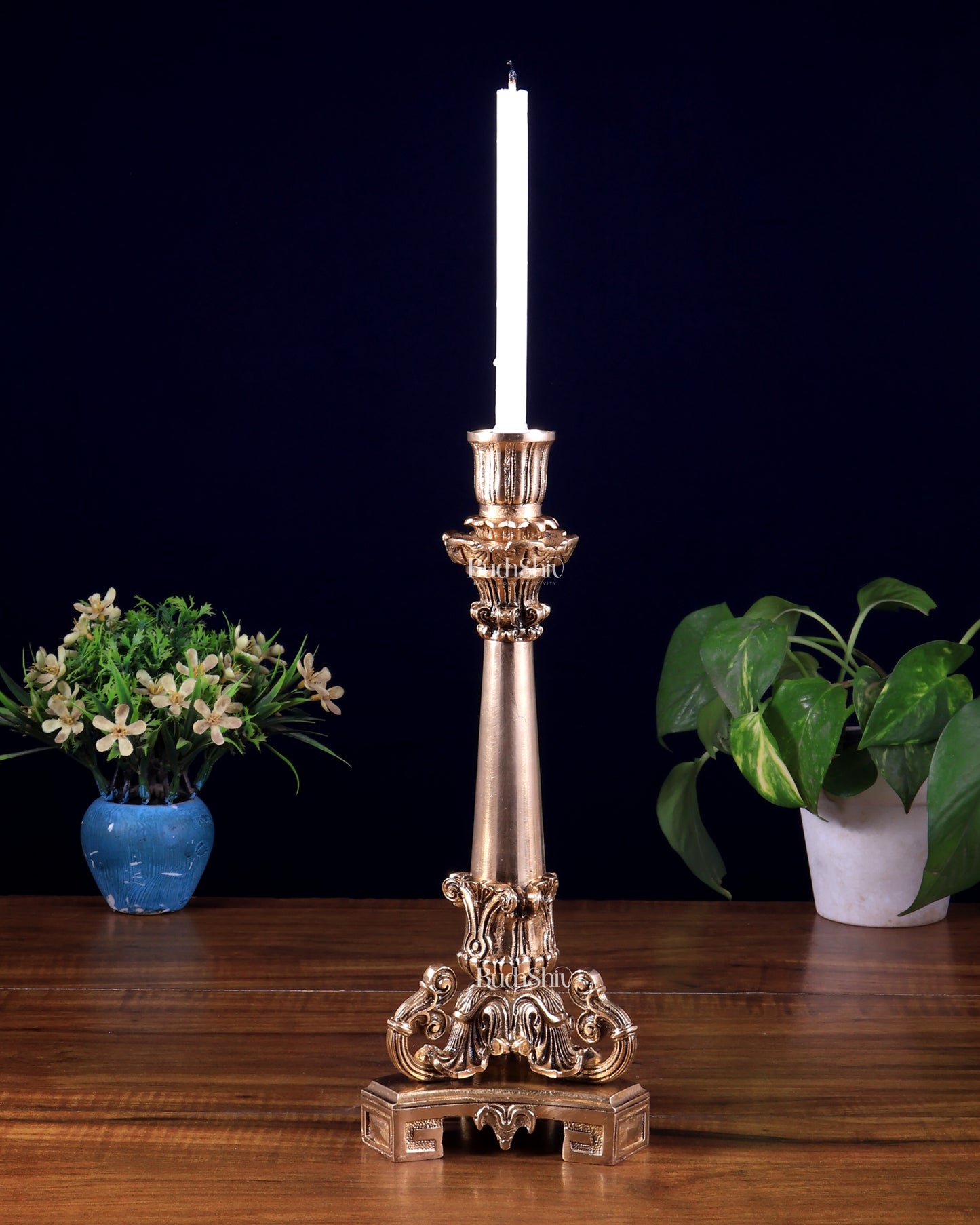 Vintage Brass Candle Stand – 11 Inch