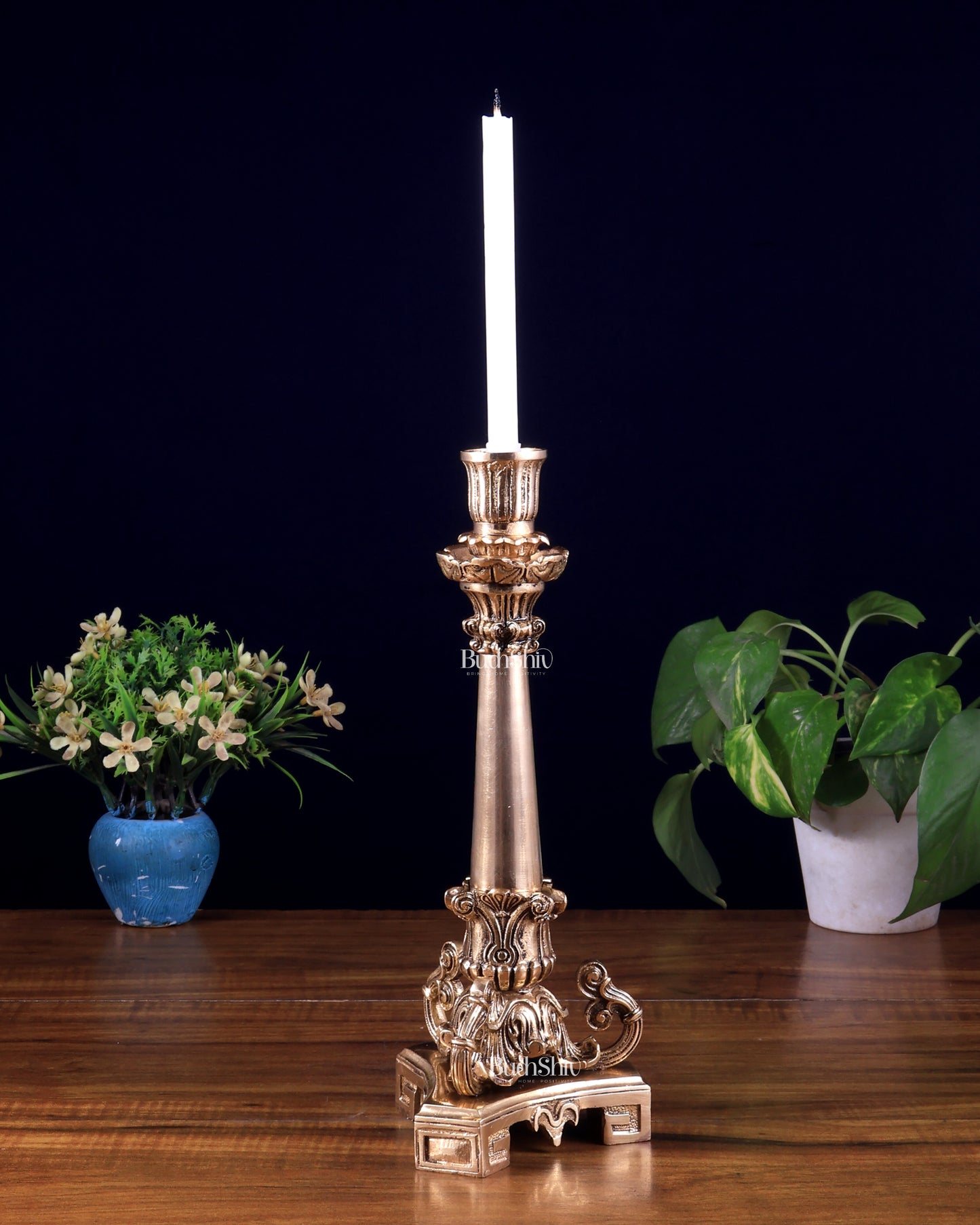 Vintage Brass Candle Stand – 11 Inch