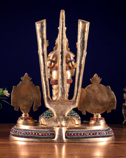 Brass Tirupati Balaji statue with Shankh Chakra | 14.5 Inch