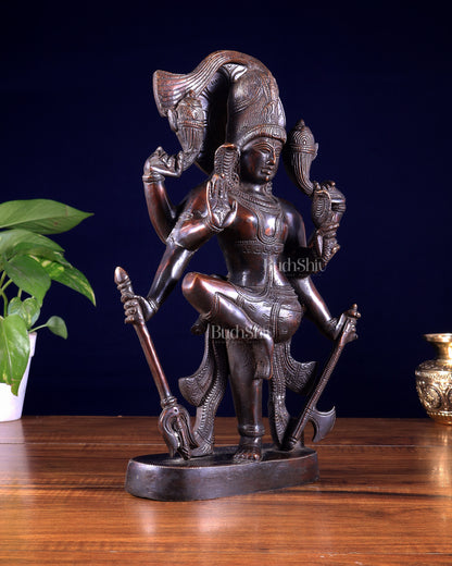 Pure Brass Handcrafted veer bhadra swamy Lord Shiva with 6 Arms - 13 inch vintage tone