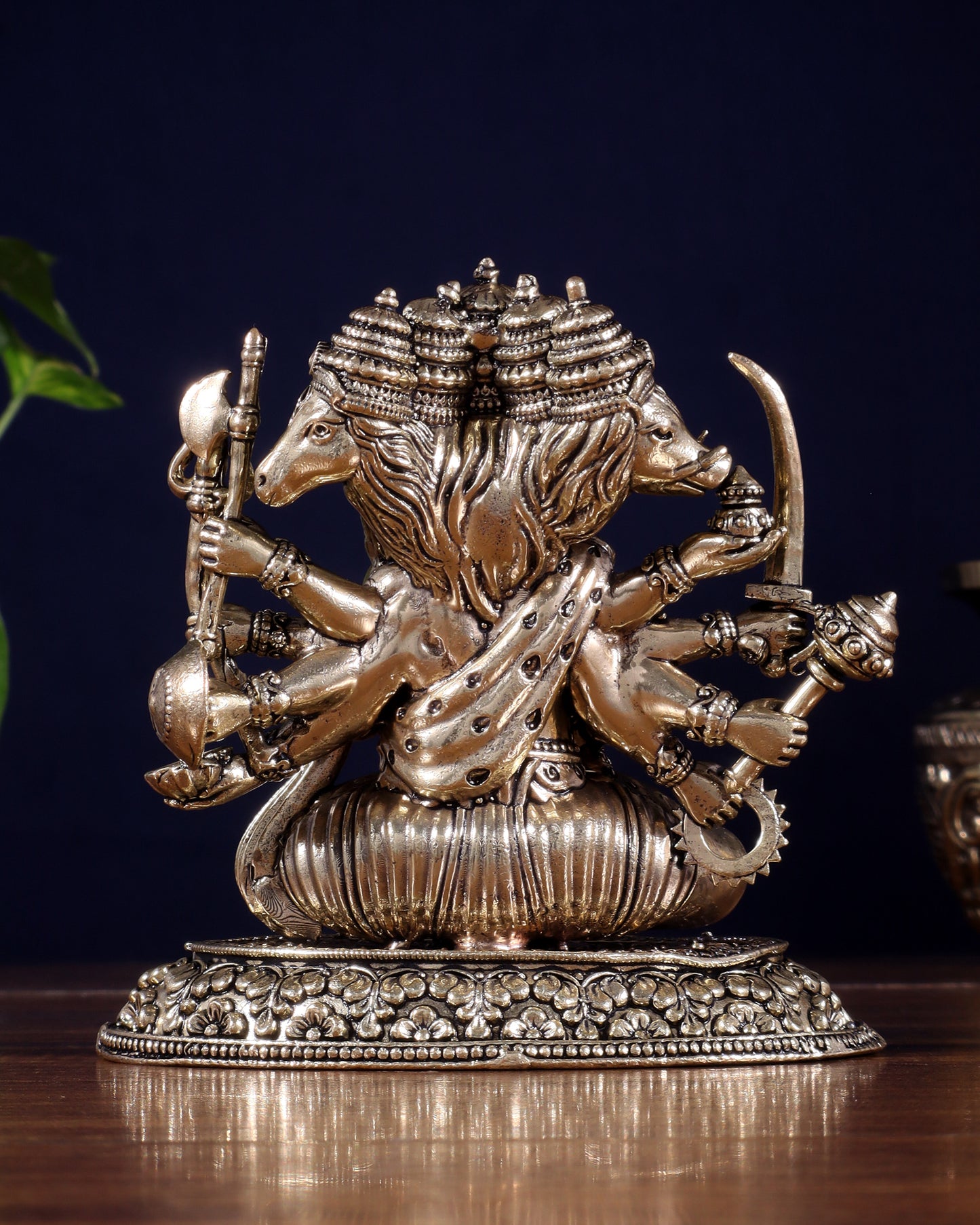 Brass Superfine Panchmukhi Hanuman Idol | Cross-Legged Pose