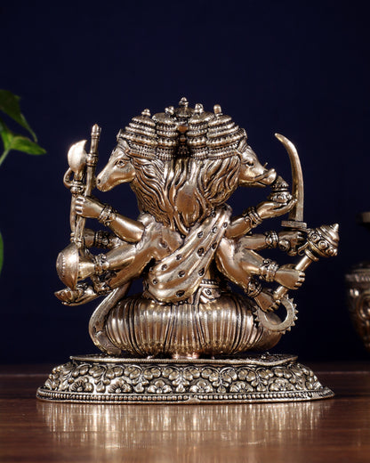 Brass Superfine Panchmukhi Hanuman Idol | Cross-Legged Pose
