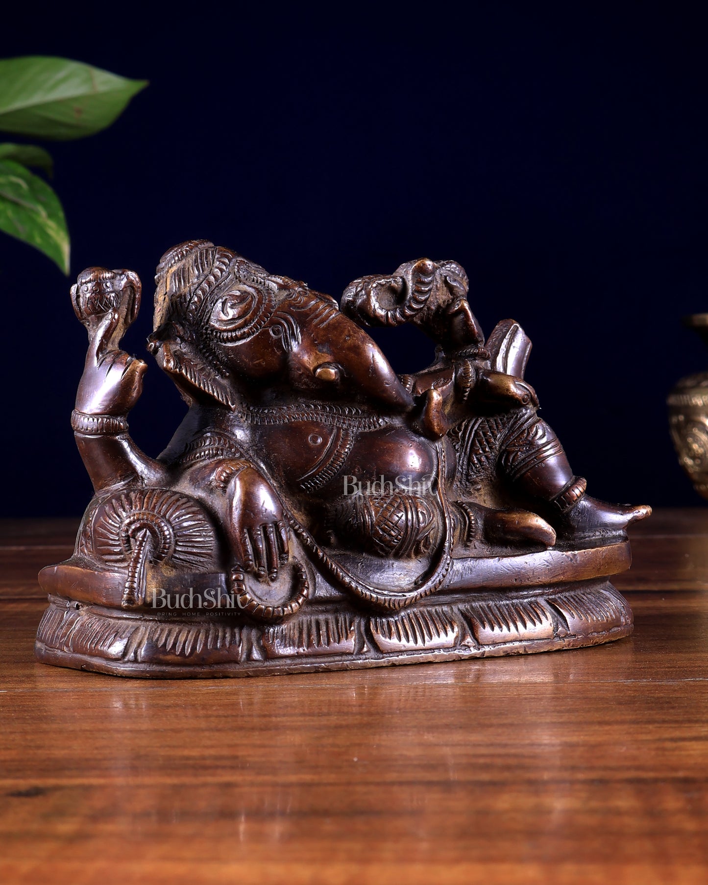 Vintage Brass Resting Ganesha Statue – Small Size, Perfect Gift