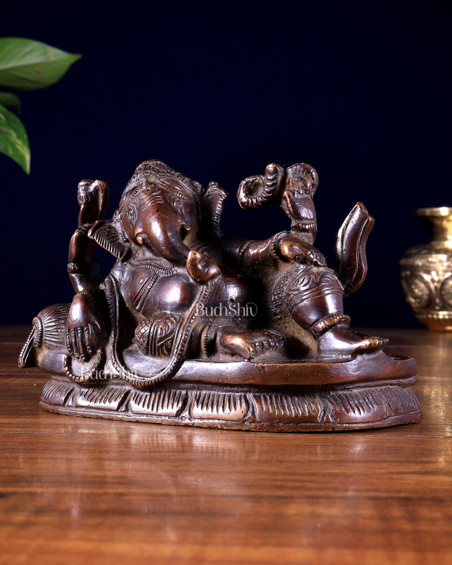 Vintage Brass Resting Ganesha Statue – Small Size, Perfect Gift