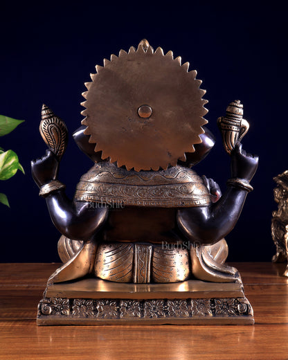 Pure Brass Dagdusheth Ganapati – Heat Treated Black & Gold Finish 12 inch