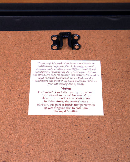 Indian Lady Playing Veena – Handcrafted Wooden 3D Wall Hanging