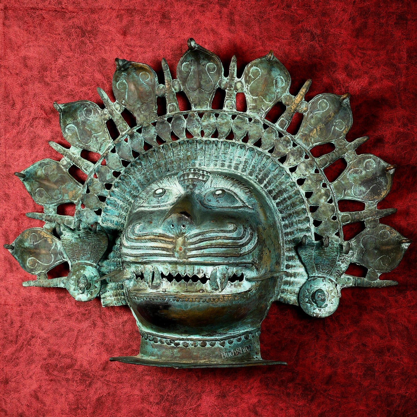 Vintage Narasimha Face Mask Wall Hanging | Lost-Wax Bronze Craft 21" Rare Find