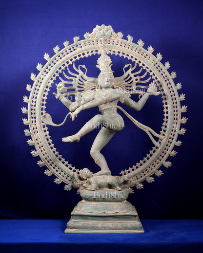 Handcrafted Brass Nataraja Statue - Height 36" Green tone
