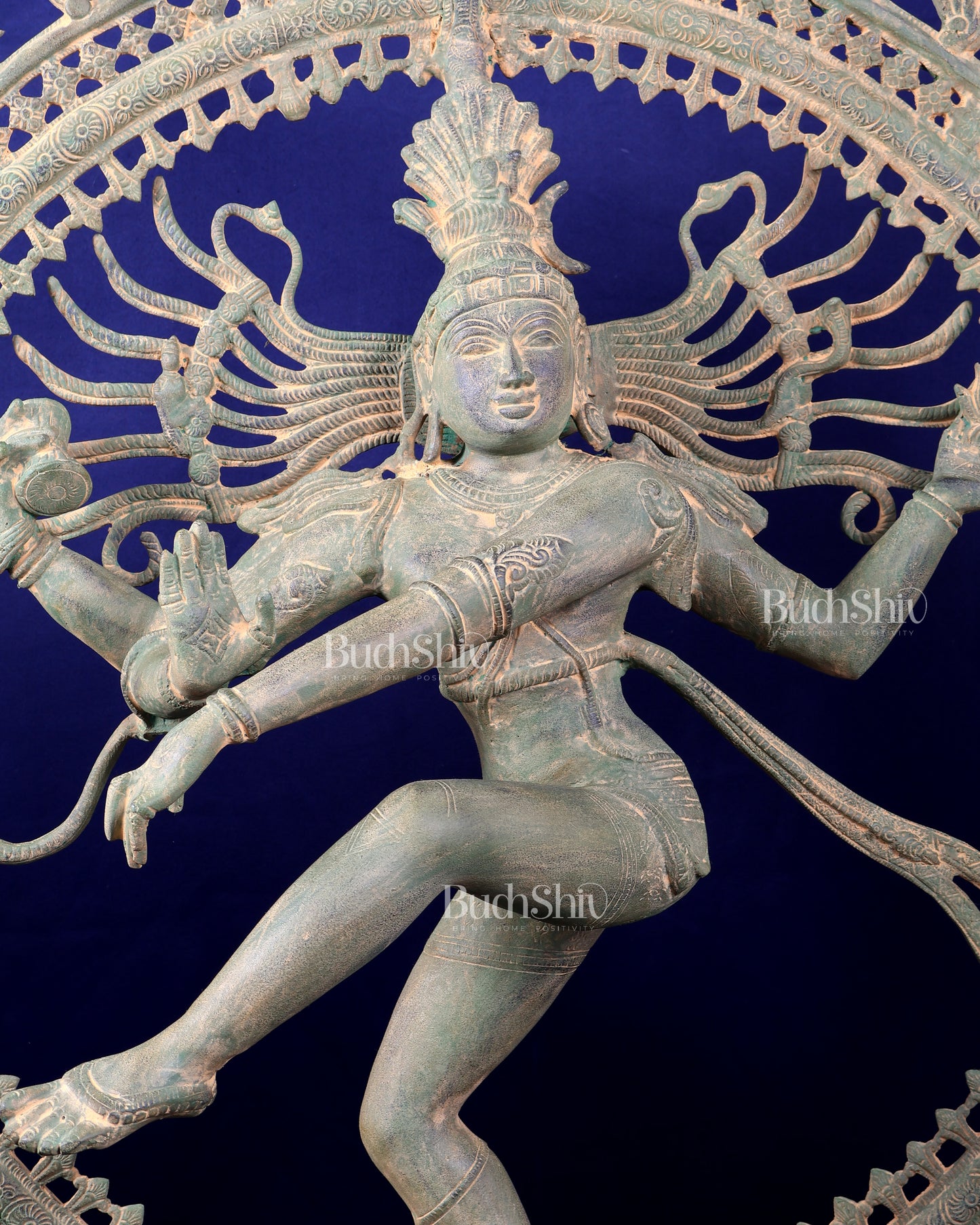 Handcrafted Brass Nataraja Statue - Height 36" Green tone