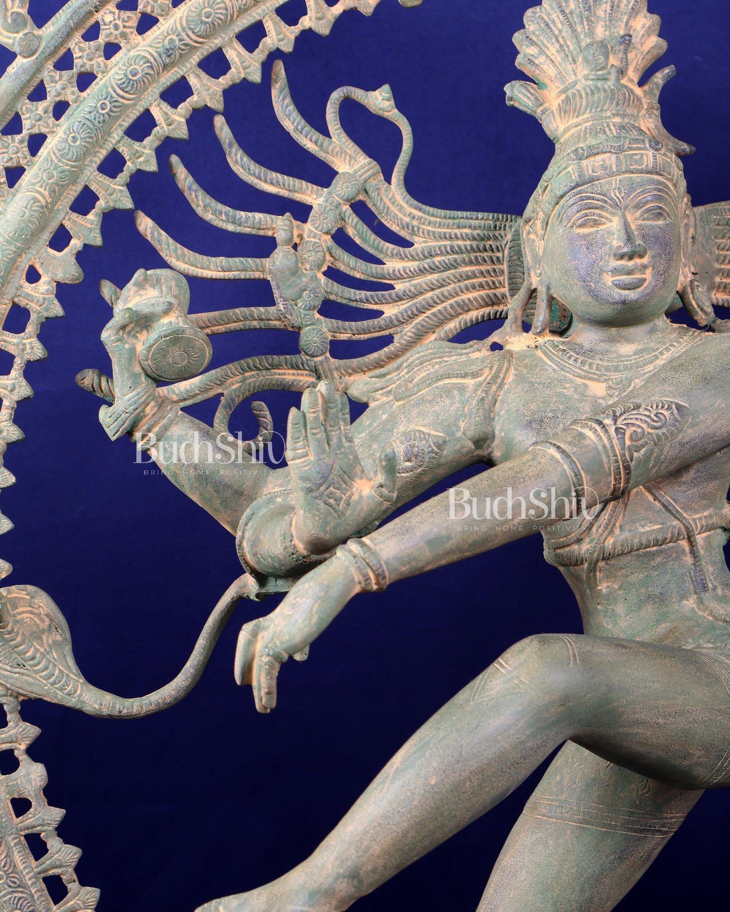 Handcrafted Brass Nataraja Statue - Height 36" Green tone