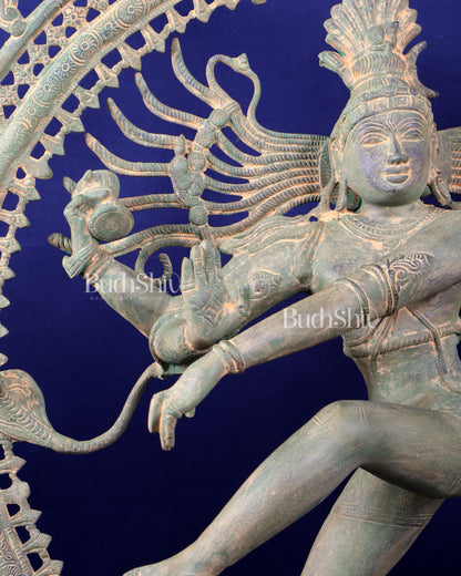 Handcrafted Brass Nataraja Statue - Height 36" Green tone