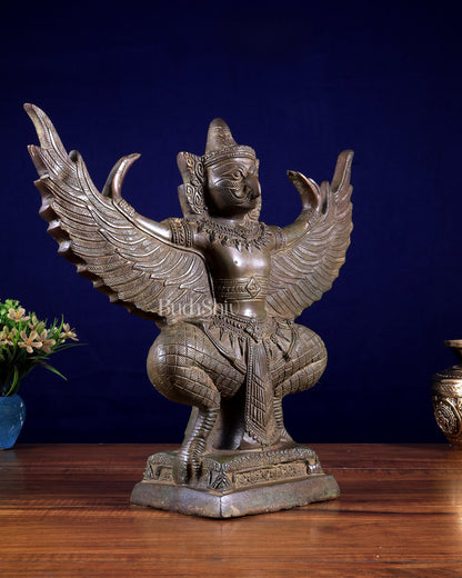 Majestic Pure Brass Garuda with Open Wings – 14" vintage bronze patina