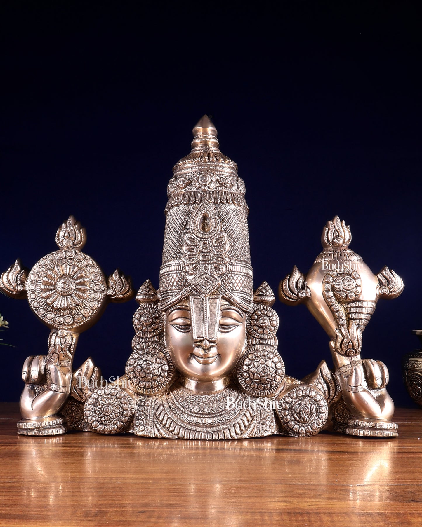 Brass Tirupati Balaji Face Wall Hanging 20 inch matte finish